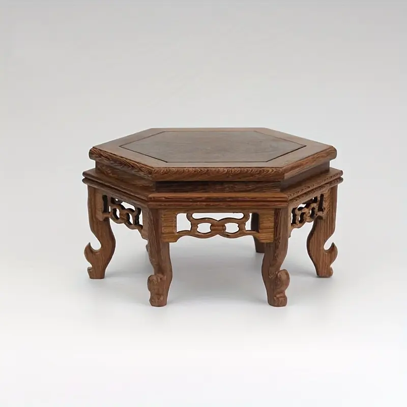 Base hexagonal de madeira sólida